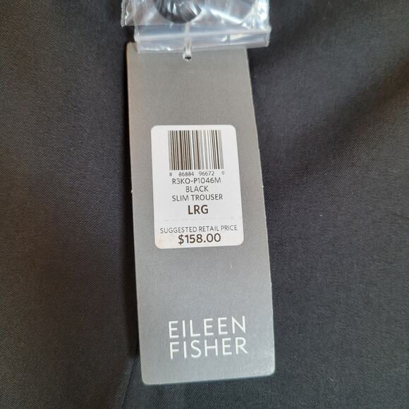 Eileen Fisher Womens Slim Ankle Trouser Pant Size Large Black Organic Cotton - Picture 3 of 13